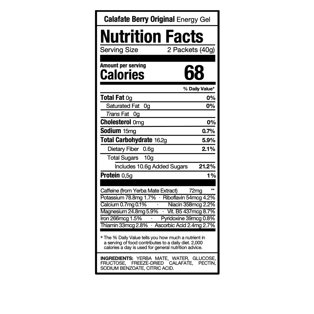 Wildmate Calafate Energy Gel Original – 14 Pack | Two-Week Training Fuel