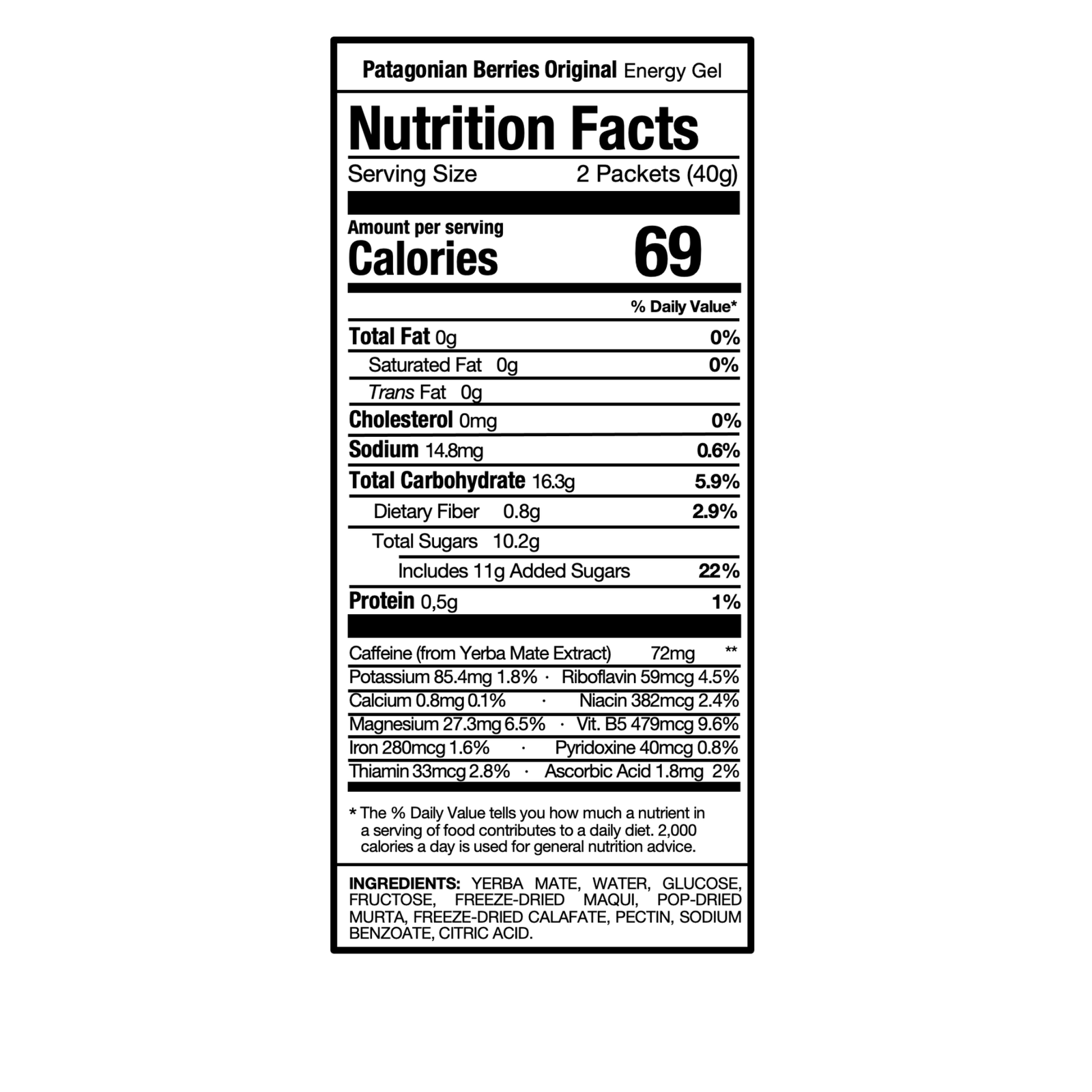 Wildmate Patagonian Berries Energy Gel Original – 14 Pack | Two-Week Training Fuel