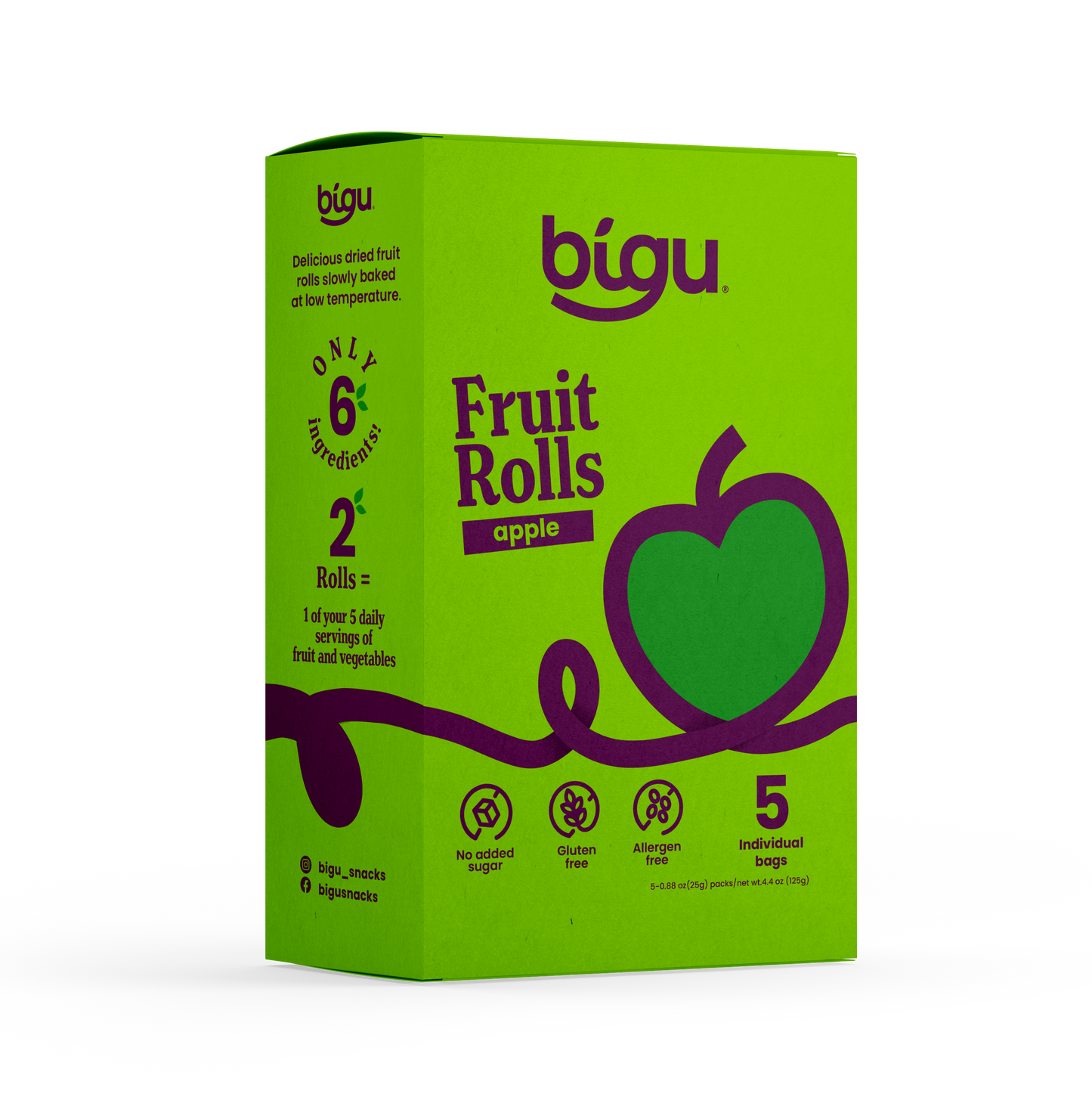 Apple Fruit Rolls 5-Pack - Natural Vegan Snack for Kids & Adults
