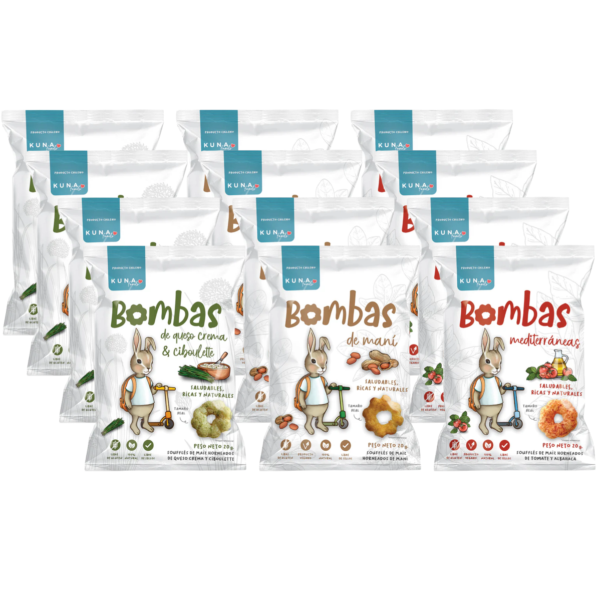 Kuna Foods Baked Corn Bombas Variety Pack – 12-Count