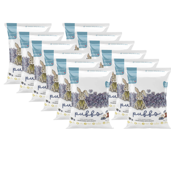 Kuna Foods Real Fruit & Veggie Rice Puffs – 12-Count | Apple & Blueberry