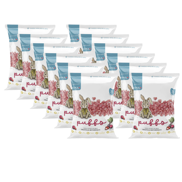 Kuna Foods Real Fruit & Veggie Rice Puffs – 12-Count | Strawberry & Beet
