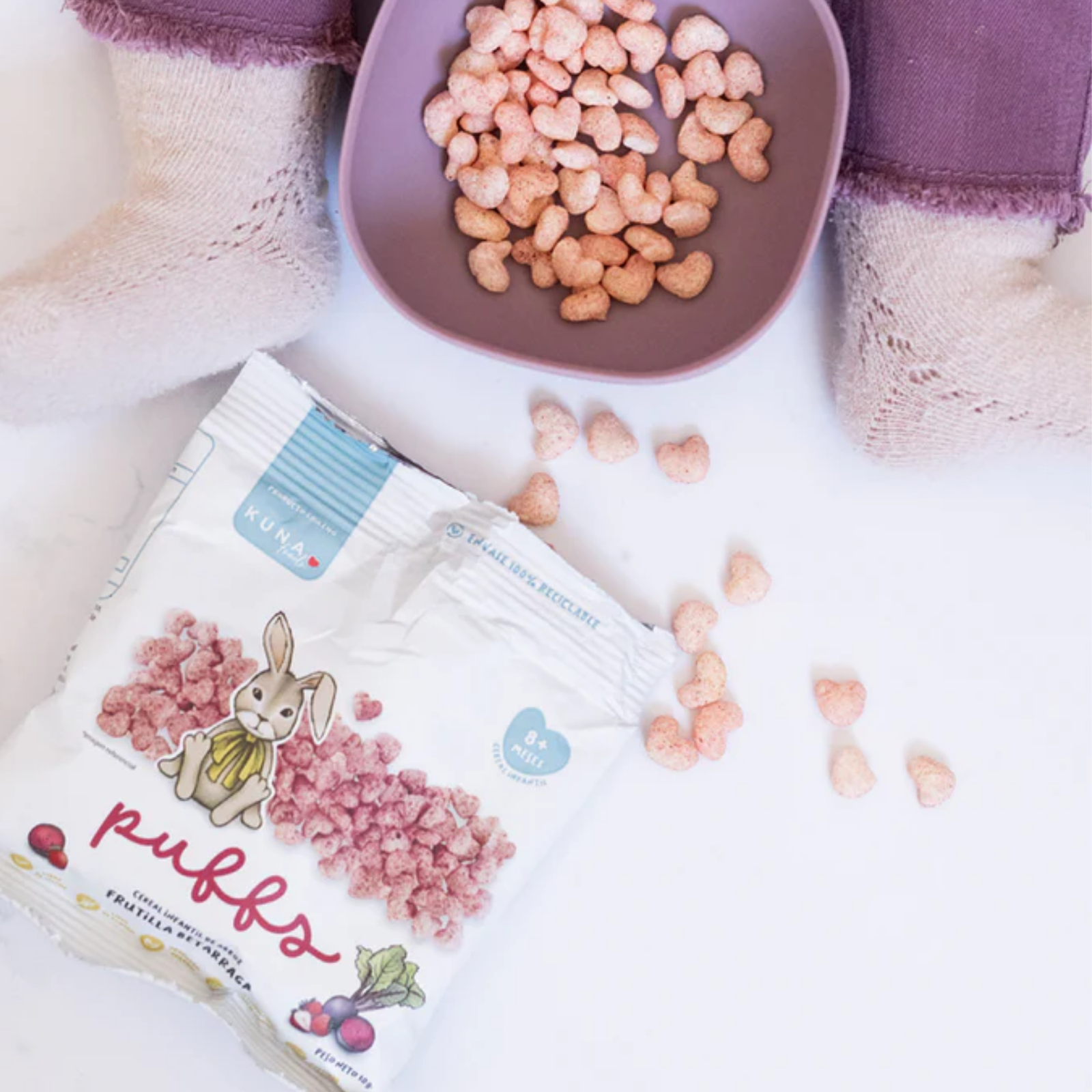 Kuna Foods Real Fruit & Veggie Rice Puffs – 12-Count | Strawberry & Beet