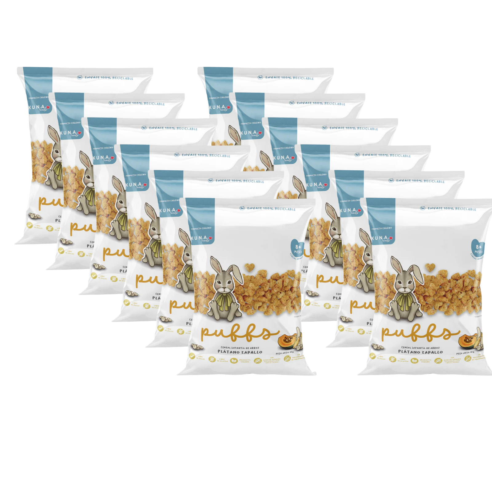 Kuna Foods Real Fruit & Veggie Rice Puffs – 12-Count | Banana & Butternut Squash