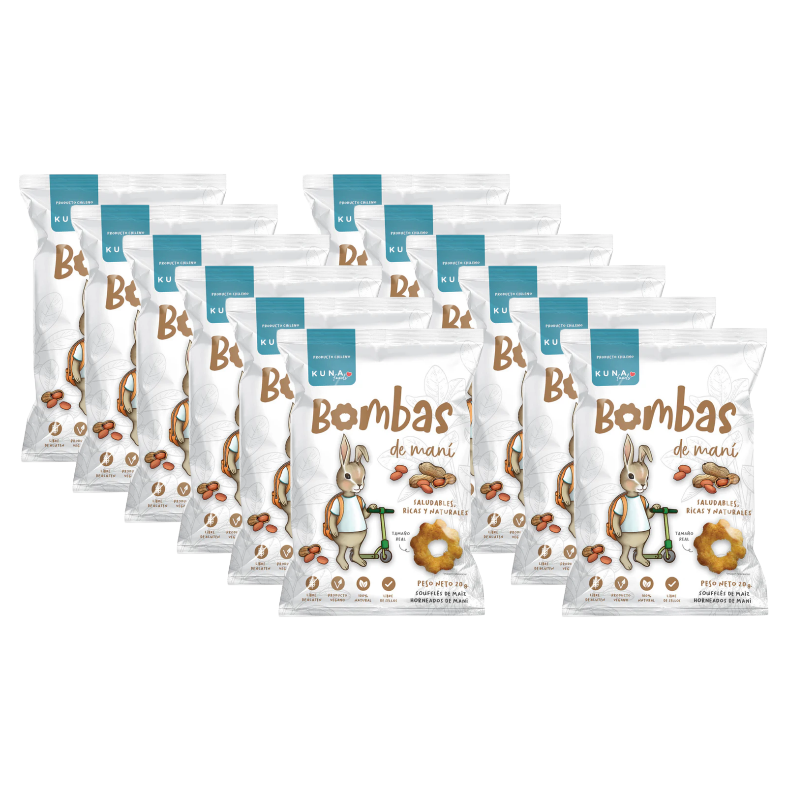 Kuna Foods Baked Corn Bombas – 12-Count | Peanut Butter
