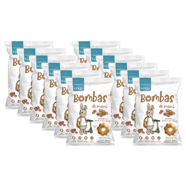 Kuna Foods Baked Corn Bombas – 12-Count | Peanut Butter