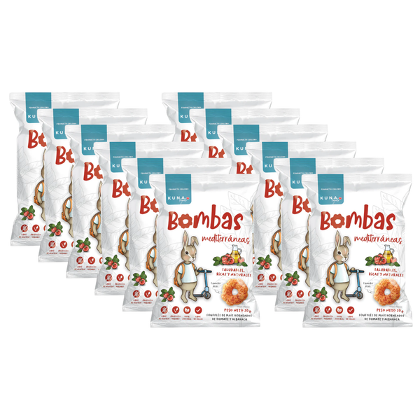 Kuna Foods Baked Corn Bombas – 12-Count | Mediterranean Tomato & Basil