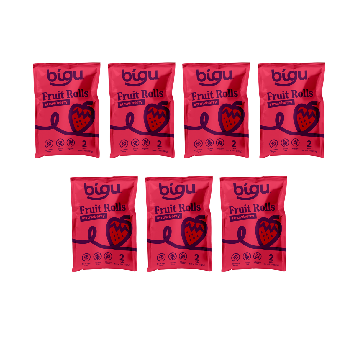Bigu Snacks Strawberry Fruit Rolls Week Pack – 7 Count | One a Day, Monday to Sunday