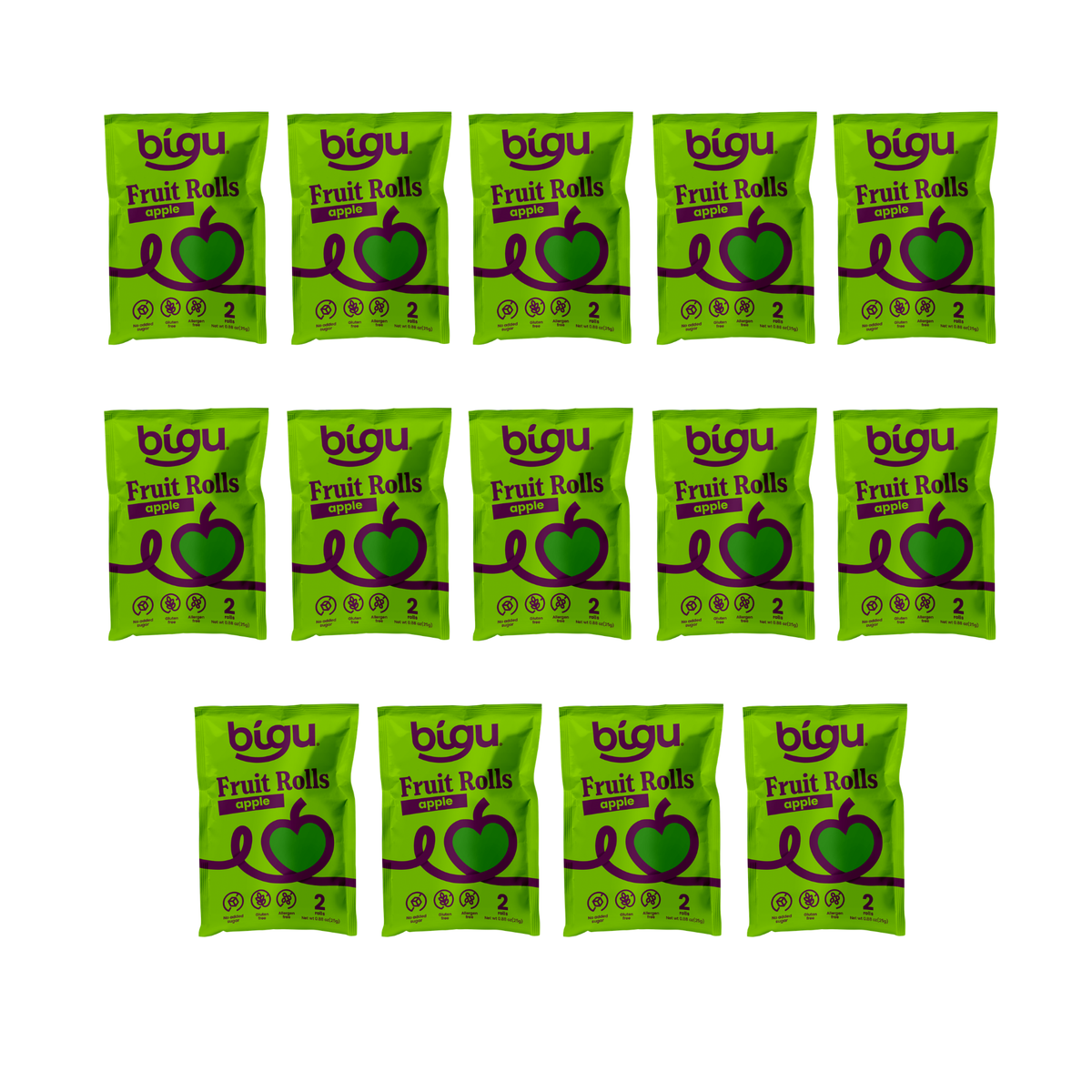 Bigu Snacks Apple Fruit Rolls Two-Week Pack – 14 Count | Lunchbox Stock-Up