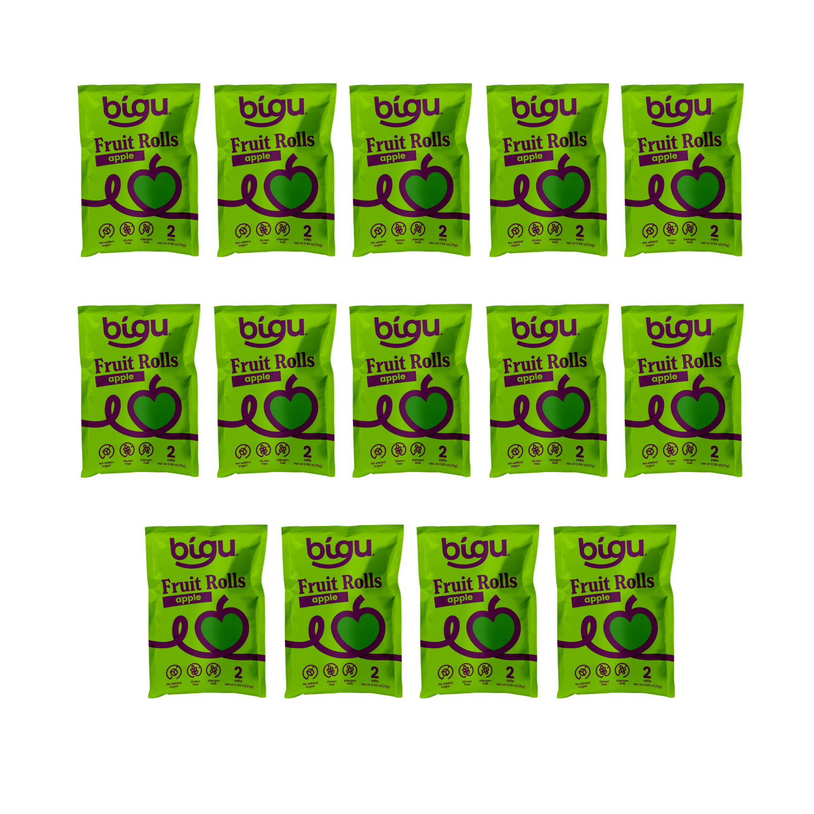 Bigu Snacks Apple Fruit Rolls Two-Week Pack – 14 Count | Lunchbox Stock-Up