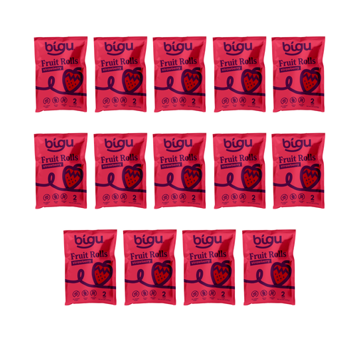 Bigu Snacks Strawberry Fruit Rolls Two-Week Pack – 14 Count | Lunchbox Stock-Up