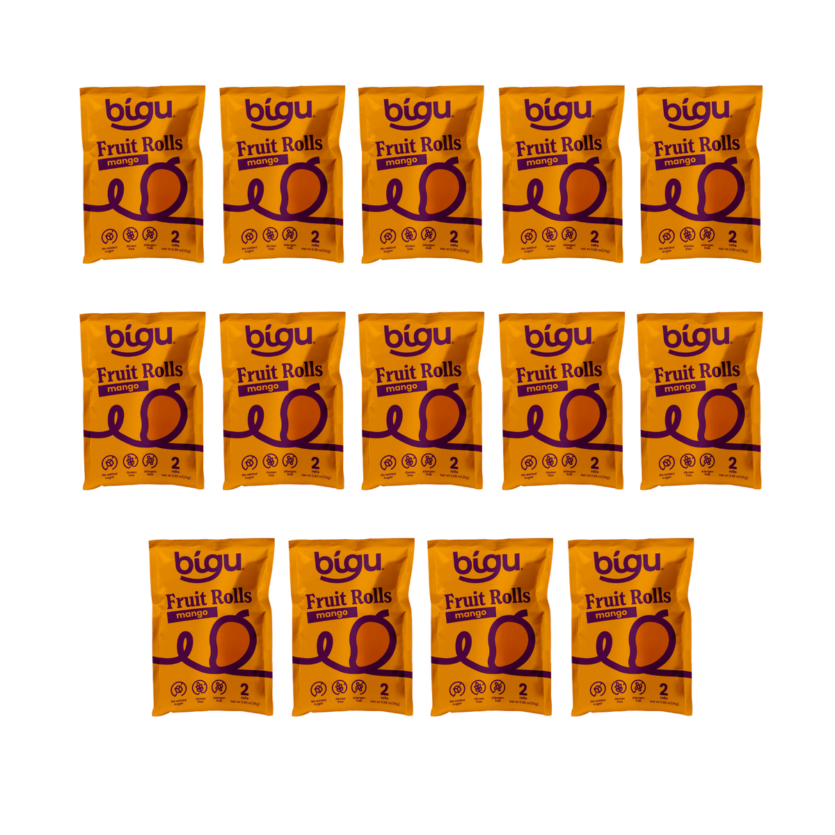 Bigu Snacks Mango Fruit Rolls Two-Week Pack – 14 Count | Lunchbox Stock-Up