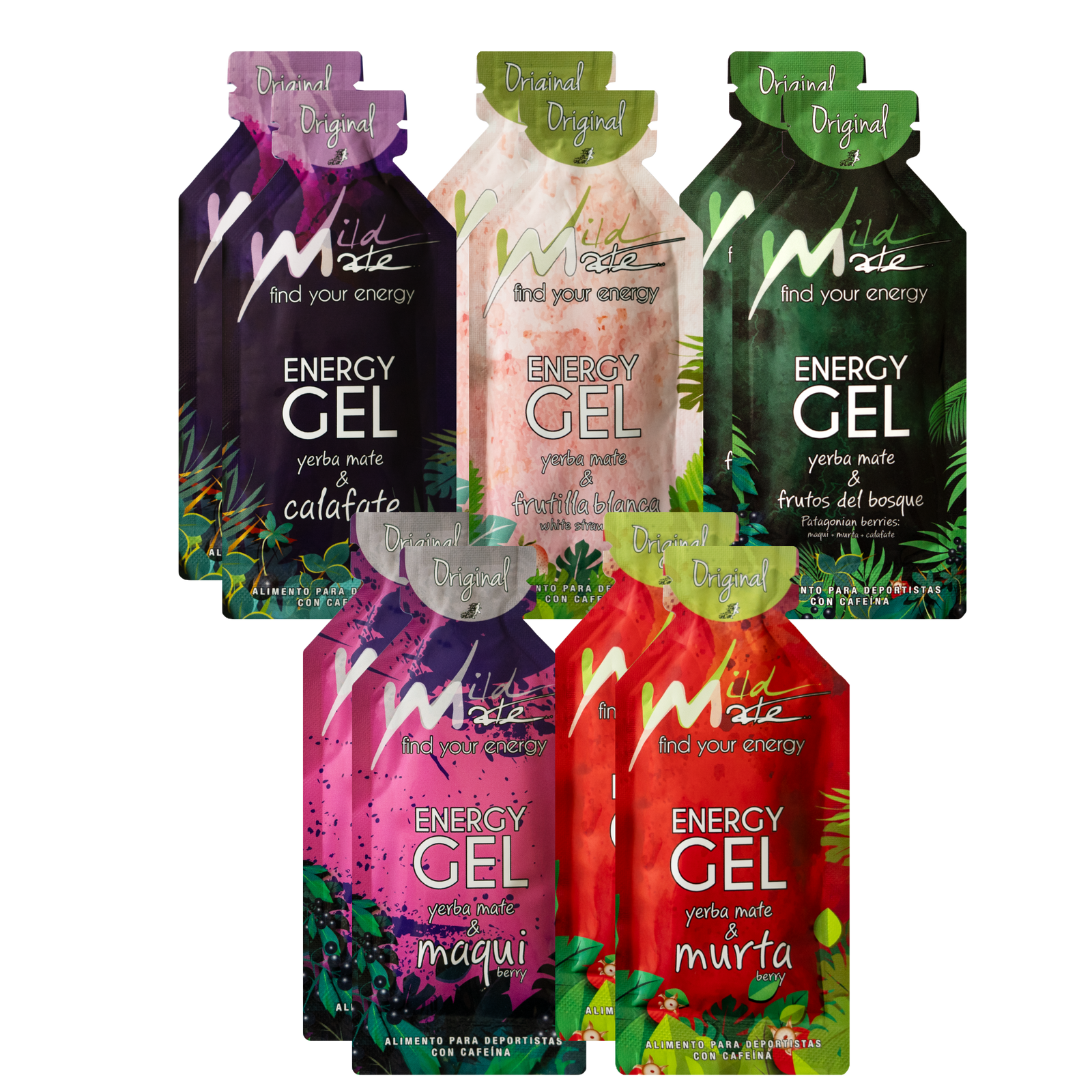 Wildmate Energy Gel Original Variety Pack – 10 Count | All 5 Patagonian Flavors