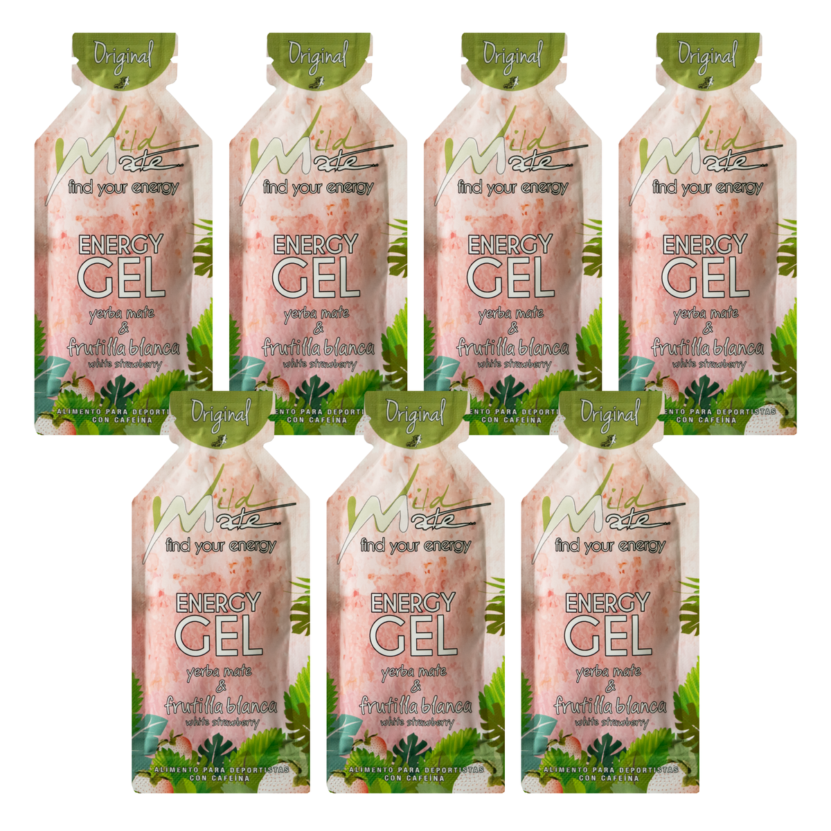 Wildmate White Strawberry Energy Gel Original – 7 Pack | One Gel Per Training Day