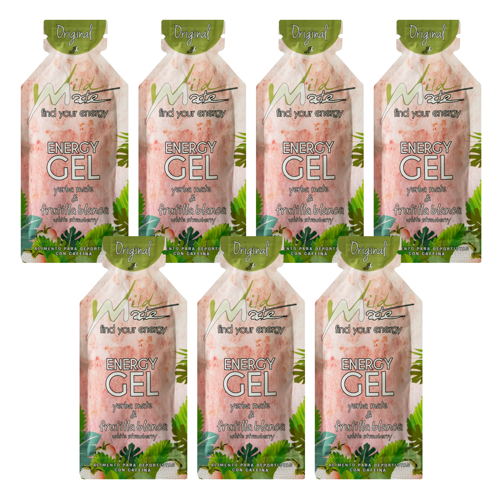 Wildmate White Strawberry Energy Gel Original – 7 Pack | One Gel Per Training Day