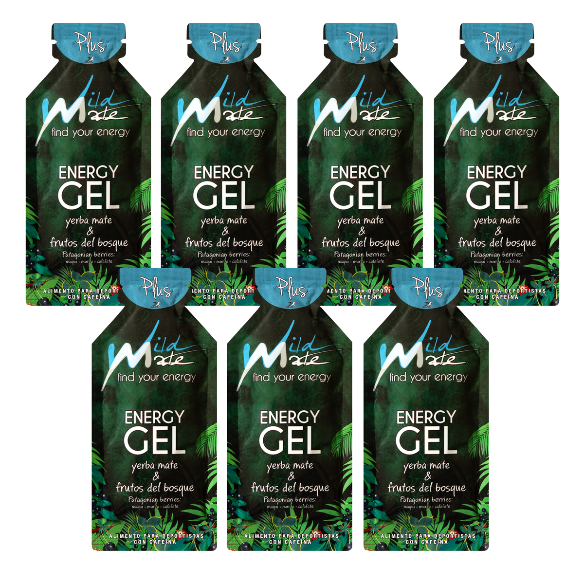 Wildmate Patagonian Berries Energy Gel Plus – 7 Pack | Yerba Mate Caffeine Boost