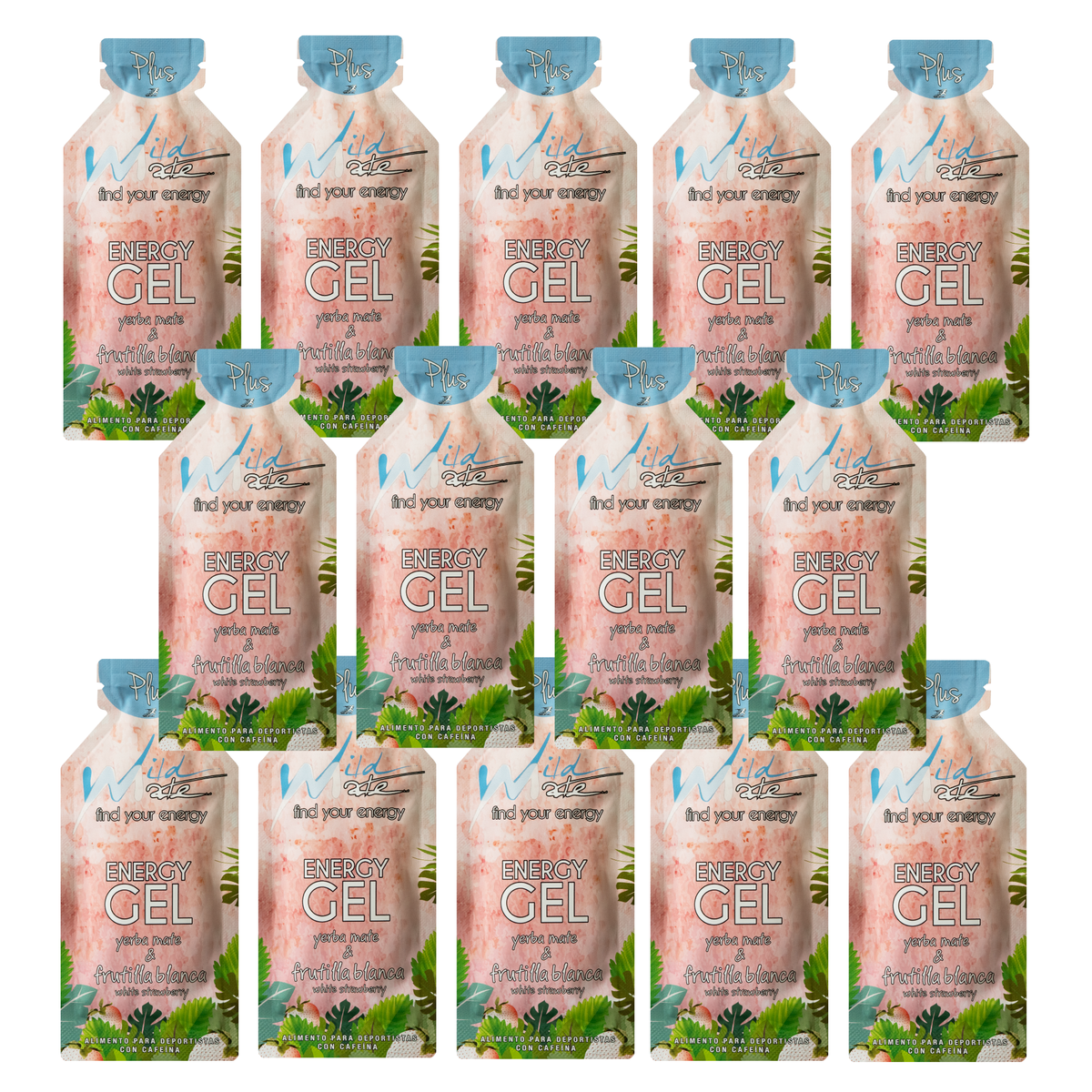 Wildmate White Strawberry Energy Gel Plus – 14 Pack | Caffeine for Every Training Day