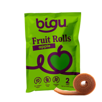 Bigu Apple Fruit Roll – 100% natural apple snack with no added sugar, vegan, gluten-free, and kid-friendly