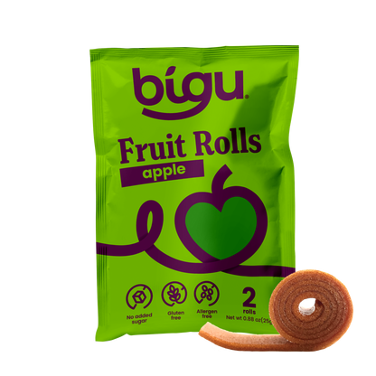 Bigu Apple Fruit Roll – 100% natural apple snack with no added sugar, vegan, gluten-free, and kid-friendly