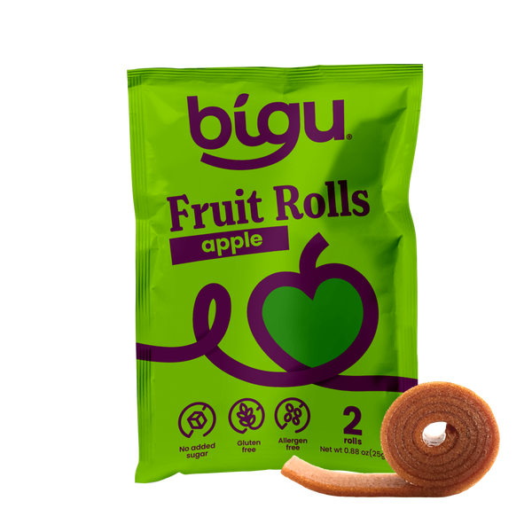 Bigu Apple Fruit Roll – 100% natural apple snack with no added sugar, vegan, gluten-free, and kid-friendly