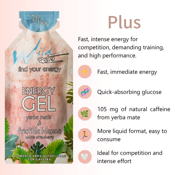 Wildmate White Strawberry Energy Gel Plus – 14 Pack | Caffeine for Every Training Day