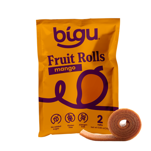 Bigu Mango Fruit Roll – natural mango snack made with 100% fruit, no added sugar, vegan and gluten-free