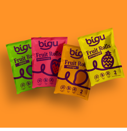 Bigu Fruit Rolls 4-Pack – Natural Vegan Snack Variety for Kids & Adults