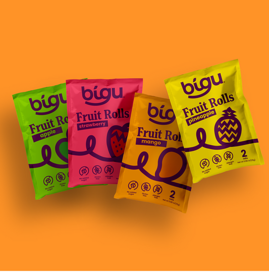 Bigu Fruit Rolls 4-Pack – Natural Vegan Snack Variety for Kids & Adults