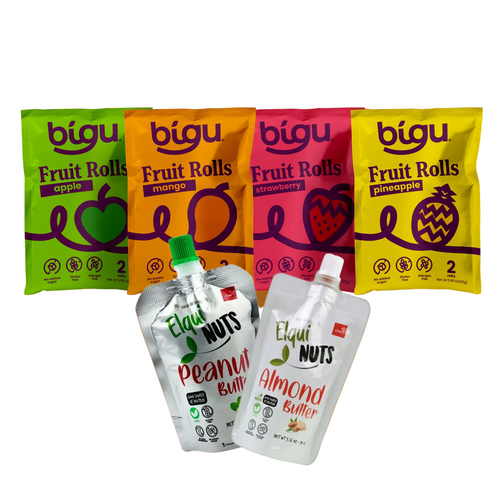 Vegan Travel Snack Pack – 1 Almond + 1 Peanut + 4 Fruit Rolls