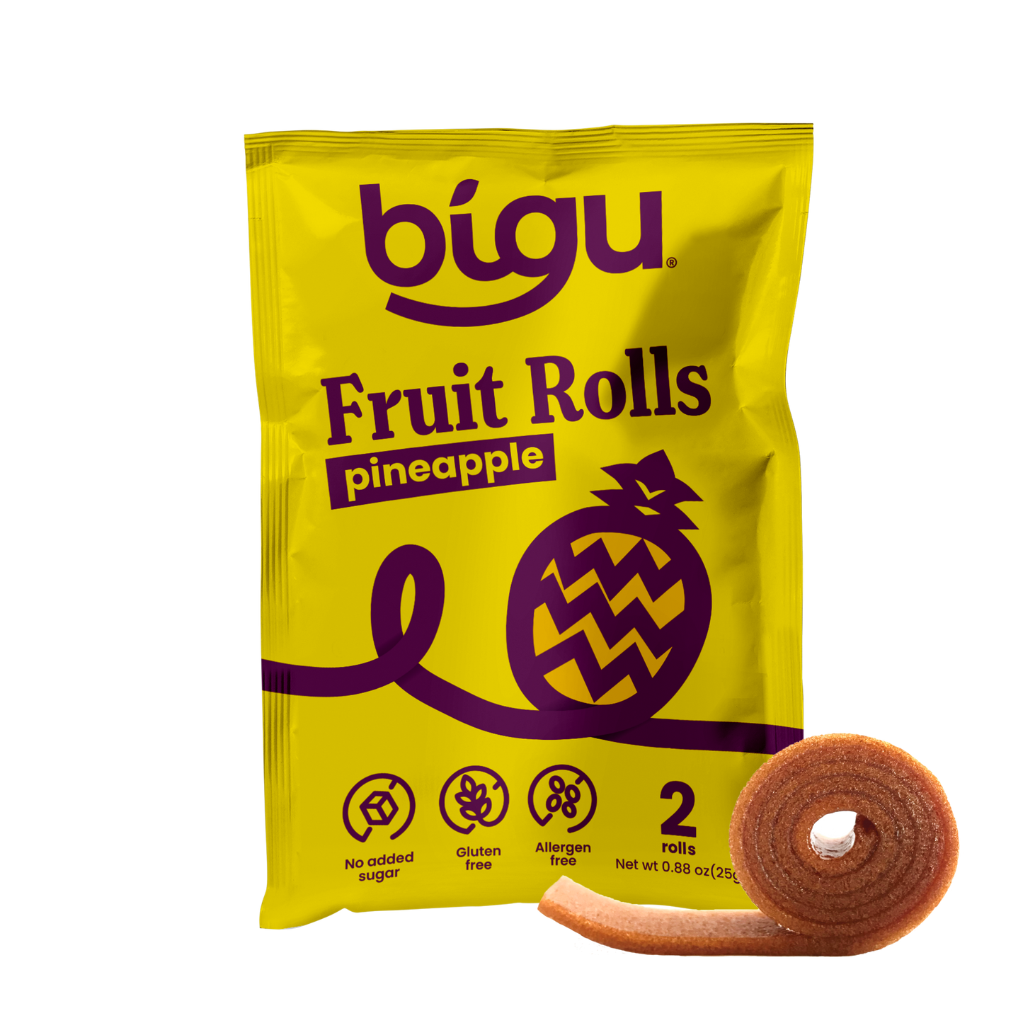 Bigu Pineapple Fruit Roll – 100% pineapple snack with no added sugar, gluten-free and vegan.
