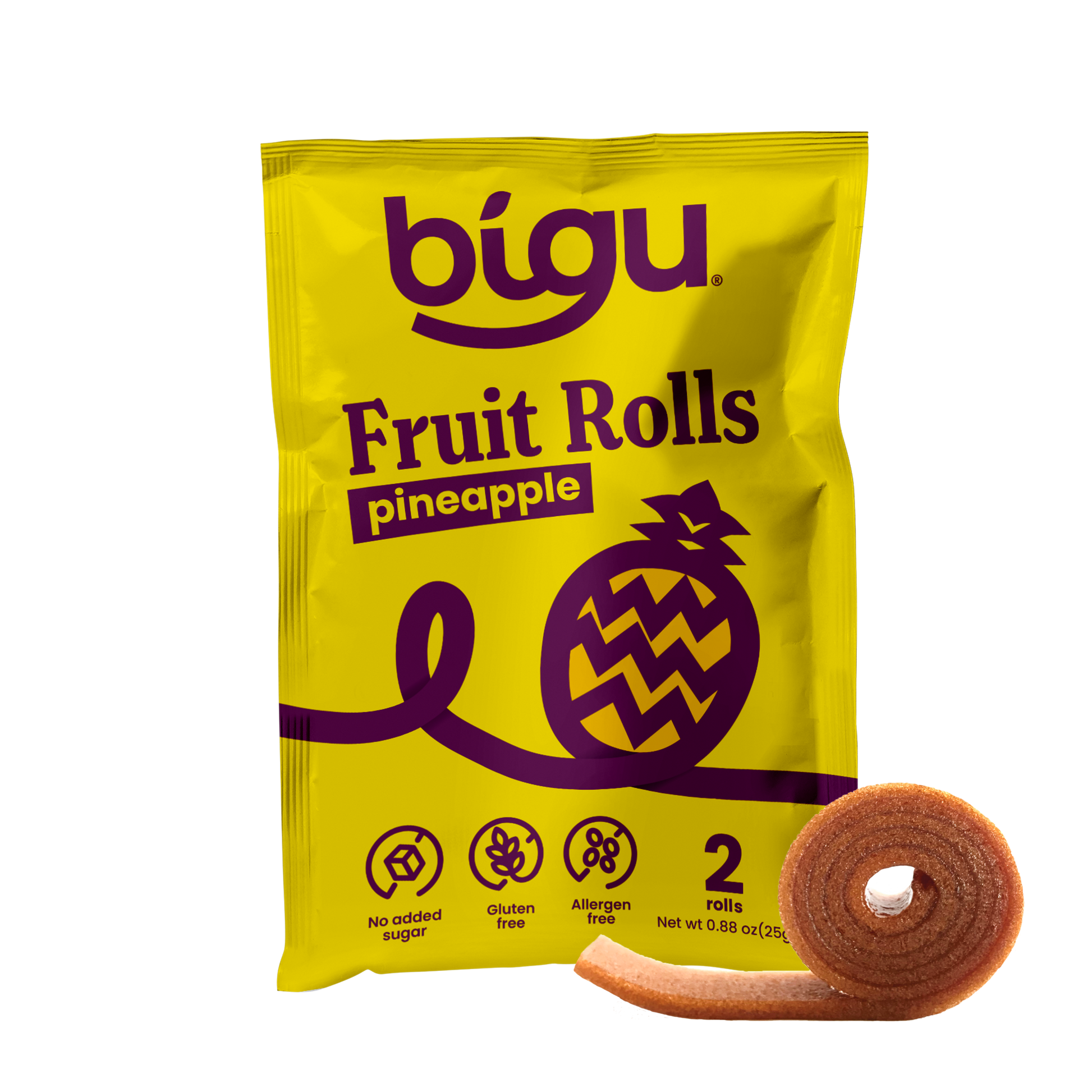 Bigu Pineapple Fruit Roll – 100% pineapple snack with no added sugar, gluten-free and vegan.
