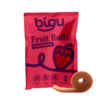 Bigu Strawberry Fruit Roll – 100% natural fruit snack with no added sugar, gluten-free and vegan.