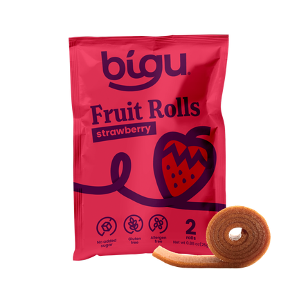 Bigu Strawberry Fruit Roll – 100% natural fruit snack with no added sugar, gluten-free and vegan.