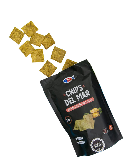 Laks Mussels Chips – high-protein, gluten-free snack made with real Chilean mussels and natural ingredients
