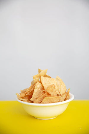 Laks Shrimp Chips served in a bowl – crunchy, protein-rich snack with natural seafood flavor
