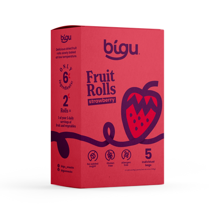Strawberry Fruit Rolls 5-Pack - Natural Vegan Snack for Kids & Adults