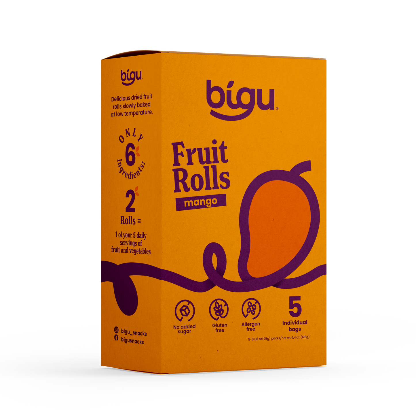Mango Fruit Rolls 5-Pack - Natural Vegan Snack for Kids & Adults